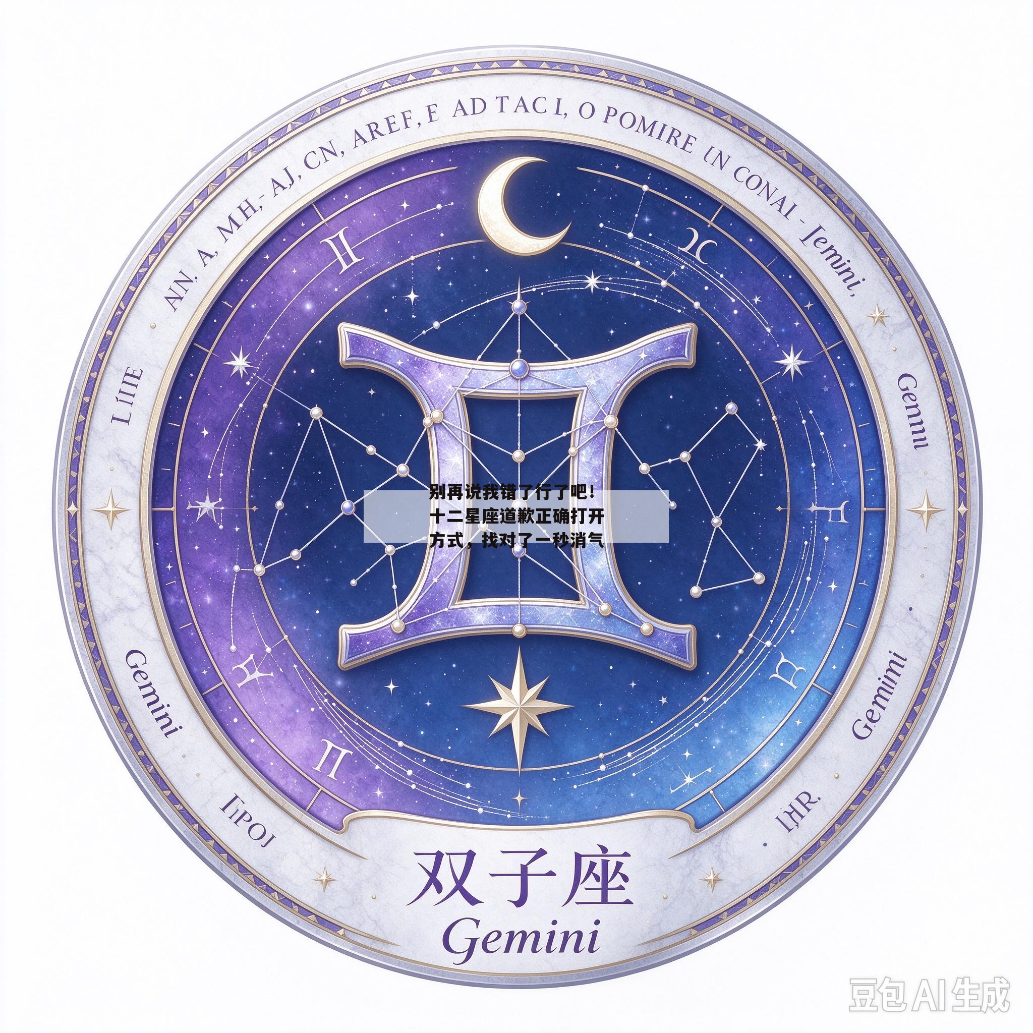 别再说我错了行了吧！十二星座道歉正确打开方式，找对了一秒消气